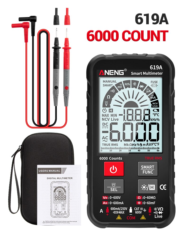 ANENG 619A Digital Multimeter True RMS 6000 Zählt ... – Vicedeal