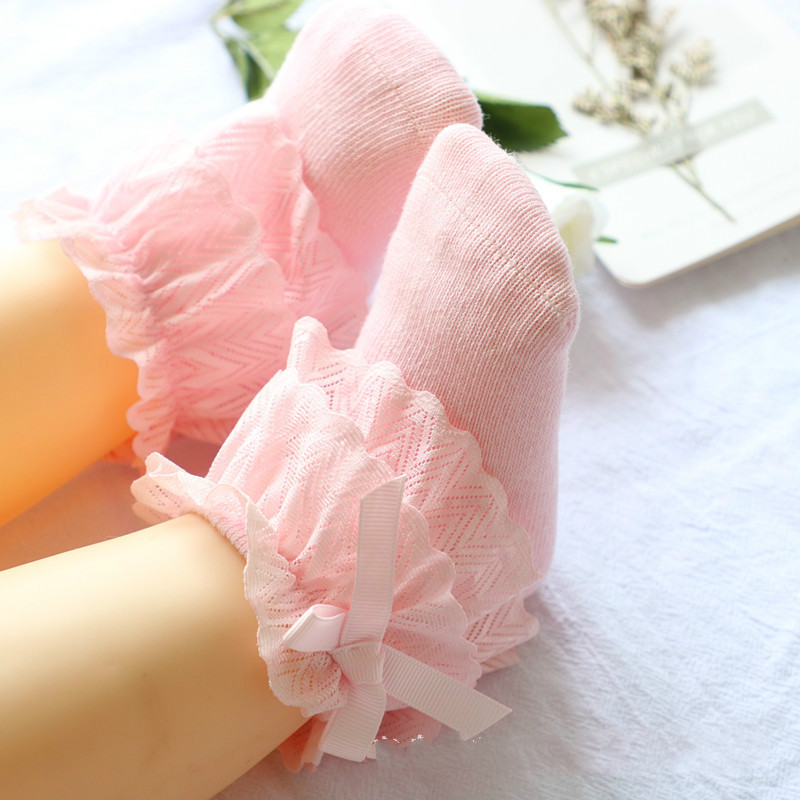 Newborn Socks Keep Warm White Princess Sock Cotton Baby Winter Socks for Bebe Infant Girls Ruffle Sock Kids Girl Accessories: Pink / 0-6months