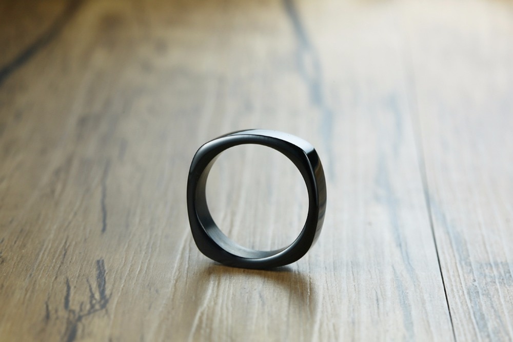 Boy Rings Size 7 7mm Black Gold Silver Color Stainless Steel Trendy... – Grandado