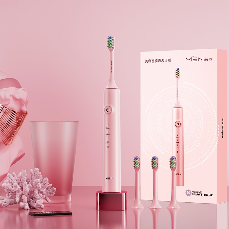 Huawei Hilink elektryczna szczoteczka robić zębów elektryczna szczoteczka robić zębów elektryczna szczoteczka robić zębów szczoteczka robić zębów elektryczna szczoteczka robić zębów: różowy(4 brush heads)