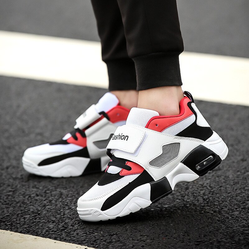Herenschoenen kleurrijke herensneakers ademende heren dikke schoenen sneakers straatmode herenschoenen: Rood / 8.5
