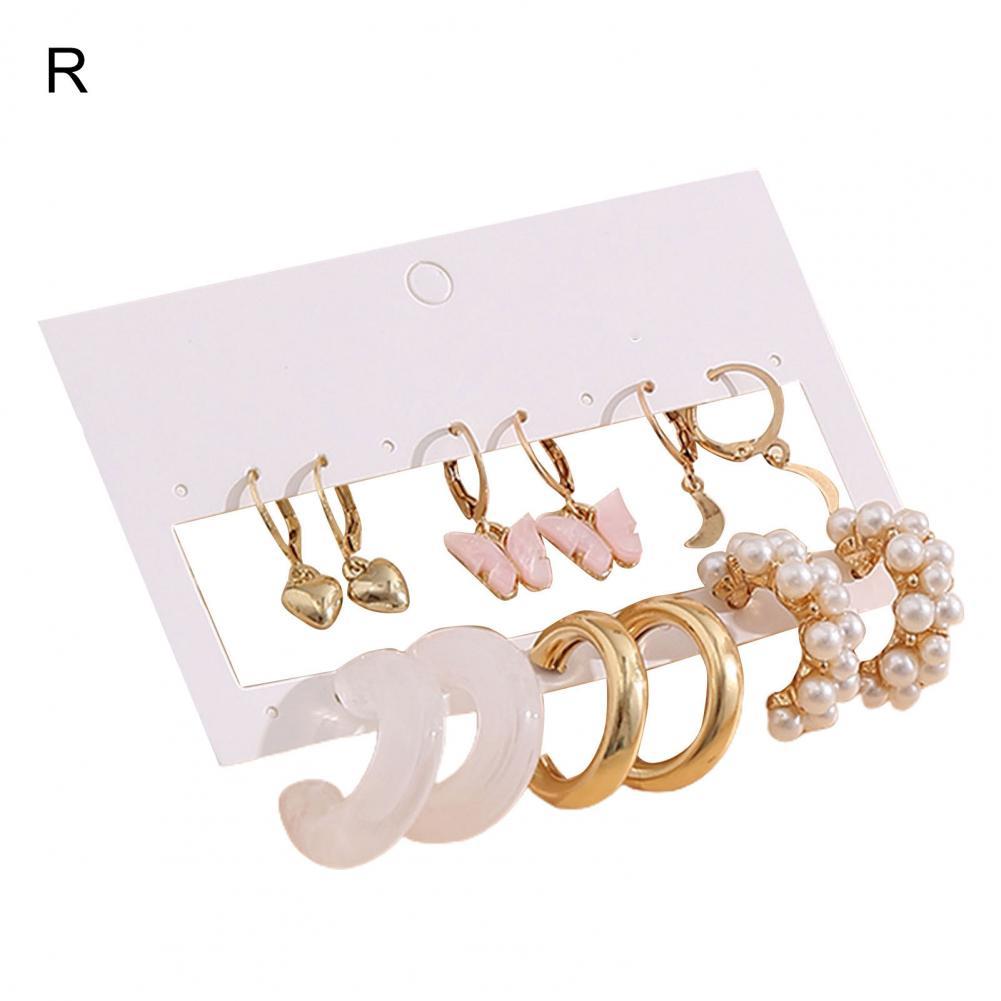 Decorative 1 Set Simple Faux Crystal Dangle Earrings Kit Attractive Ear Stud Set Flower for: R