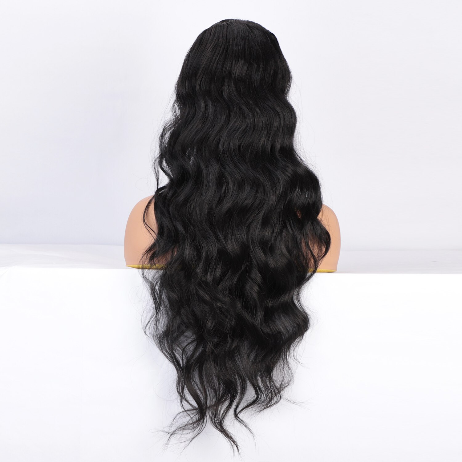 Stamped Glorious Synthetic Drawstring Ponytail Long Wavy Ponytail Hair Clip in Hairpiece Black Wavy Ponytail for Black Women