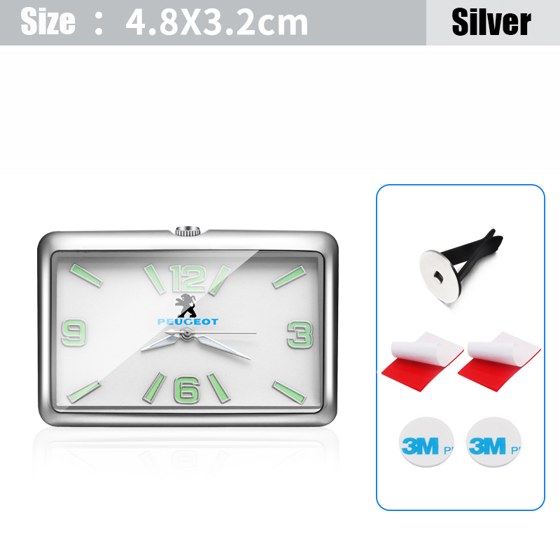Sortie d&#39;air voiture horloge lumineuse pour Peugeot 308 307 206 408 407 3008 voyageur 207 107 208 508 306 406 205 4008 5008 103 106: Argent