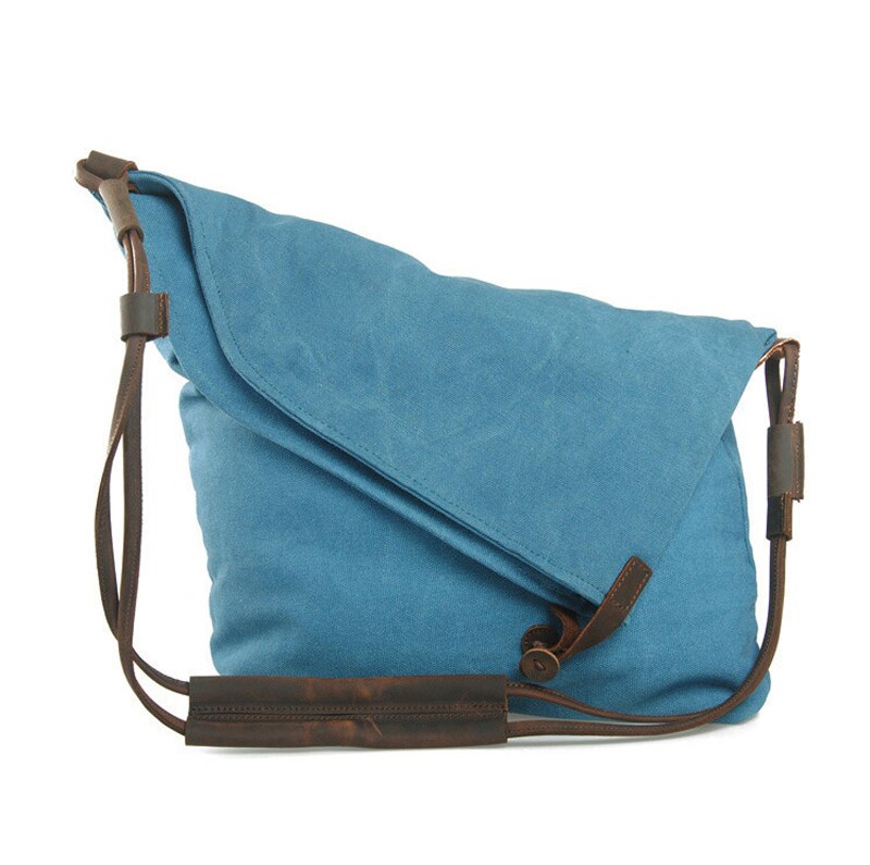 Sumdream 6631 Vrouwelijke Canvas Lederen Vintage Schoudertas Crossbody Tassen Kleine Emmer Handtassen Vrouwen Messenger Bags: Sky blue