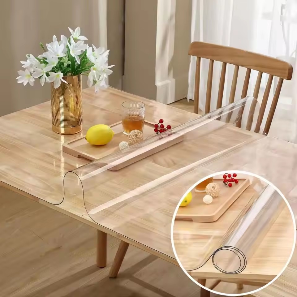 Mantel de vidrio suave, mantel transparente de PVC, impermeable, a prueba de aceite, cubierta de mesa Rectangular para cocina y comedor, transparente mate