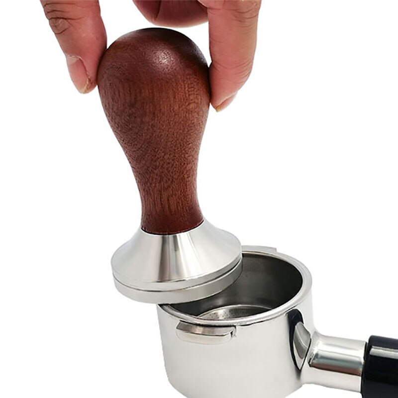 Coffee Tamper Calibrated Tamper 51/53/58mm Coffee Press Tool with 304 Stainless Steel Base & Solid Wood Handle