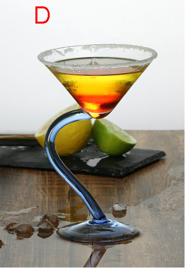 Color Cocktail Glass cup Bend Buttons Spring Glasses High Color Stained Glass Cocktails Champagne Cups: D