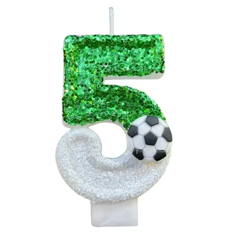 0-9 nummer verjaardagskaarsen originele twee kleuren geleidelijke verandering voetbalstijl verjaardagstaart digitale feestkaarsen decoratie: Licht Groen