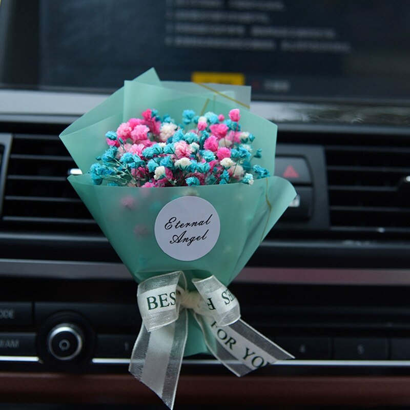 Car Air Freshener Gypsophila Dry Flower Bouquet For Car Air Vent Clip Fragrance Clip Auto Accessories Interior Perfume