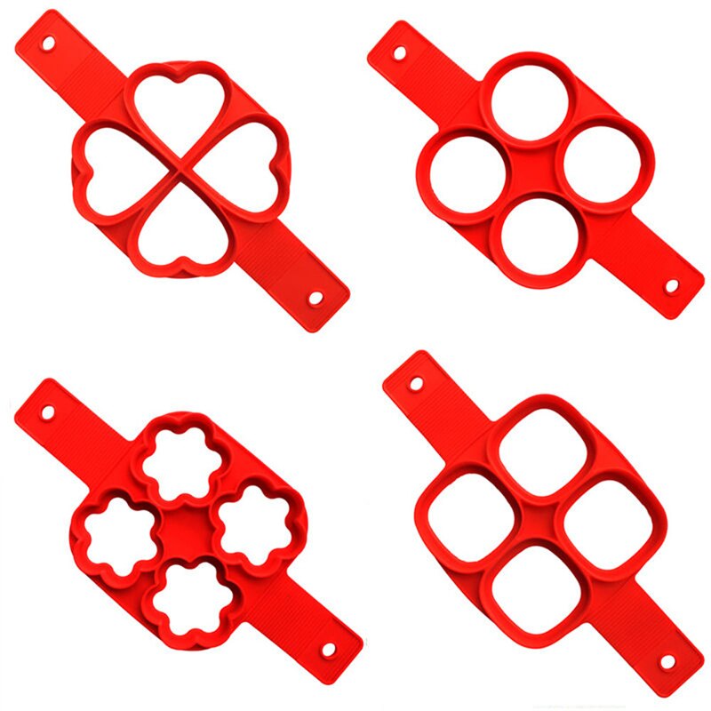 Stampo per uova in silicone rosso antiaderente Flip in 'fantastica forma in silicone per pancake squillare uovo creatore il giro quadrato cuore stella