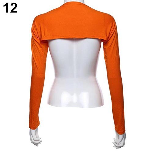 Vrouwen Solid Katoen Stretch Een Stuk Schouder Mouw Zon Arm Cover: Orange