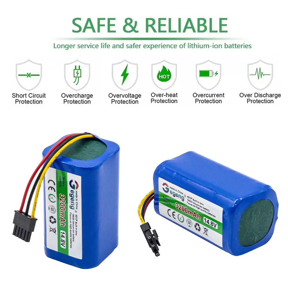 14.4v/14.8v 3500 mah-akku für xiaomi mi home 3c enhanced edition staubsauger/mi robot vacuum-mop 2 lite /c103/e10c akku
