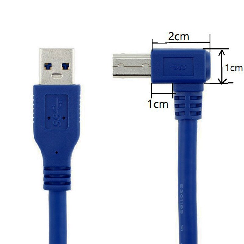 USB 3,0 Typ A Stecker auf B Stecker 90 grad ellenbogen Abgewinkelt Drucker Kabel blau farbe 0,6 m 1m