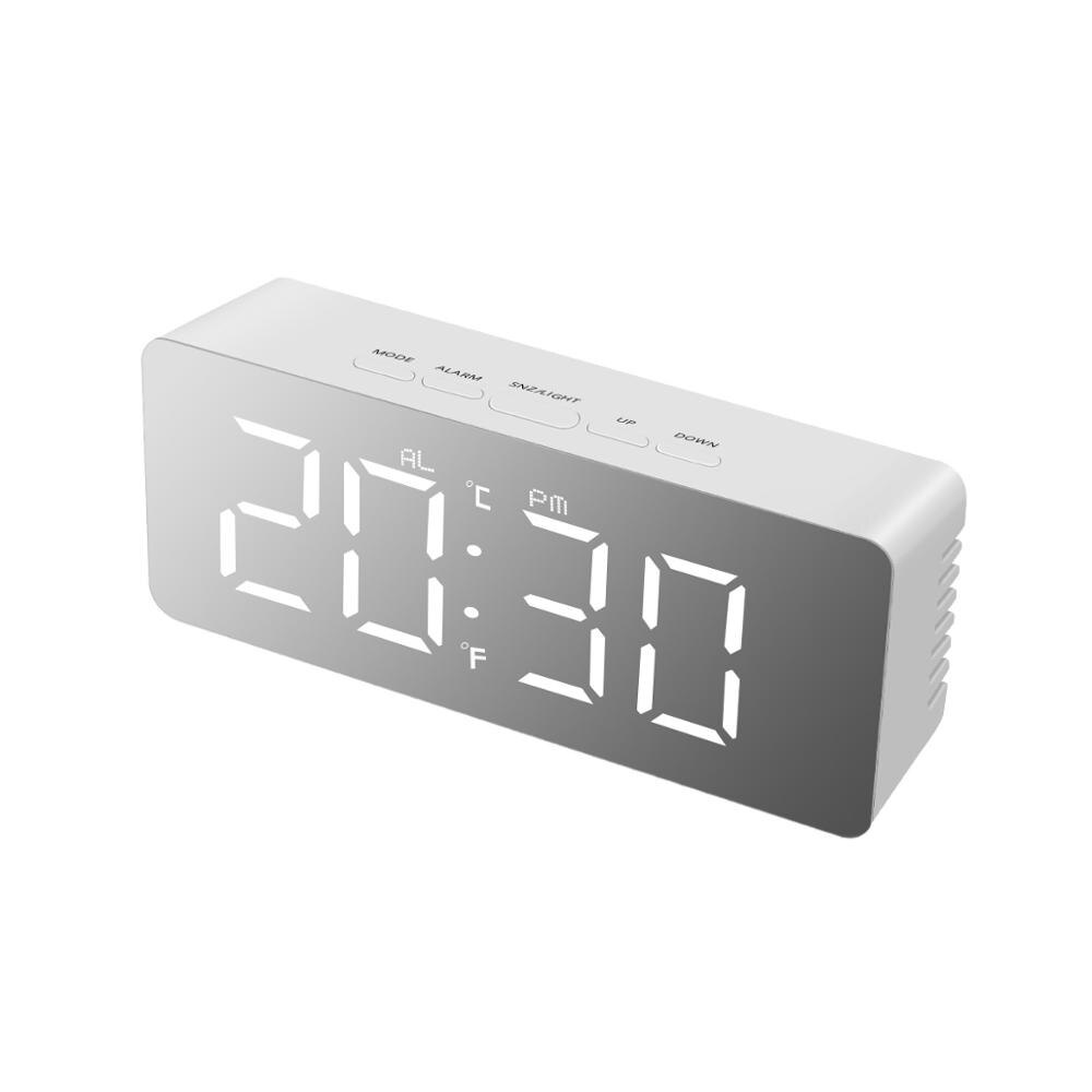 Horloge de Table numérique de 12H/24H | Horloge Portable pour miroir de maquillage, alarme de bureau, thermomètre, lampe de nuit, horloge murale numérique: Rectangle