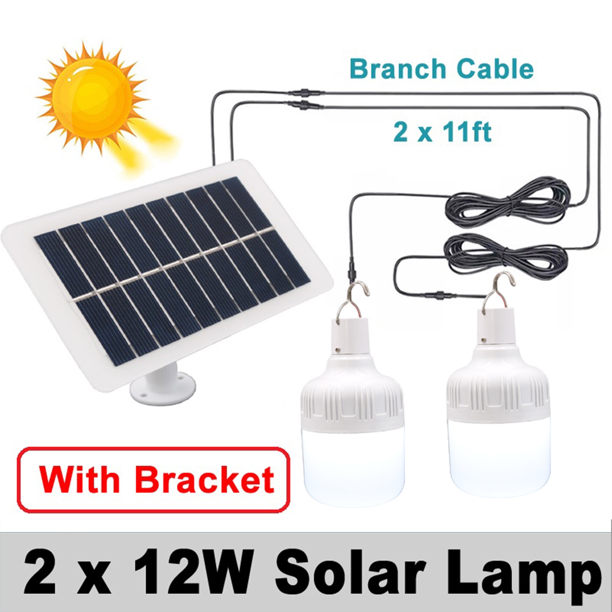 Branch Solar Light LED Outdoor Camping Lamp Waterproof Charge Bulb Hanging Courtyard Garden Solar Led Indoors Flood Spot: 2 x 12W 3000mAh