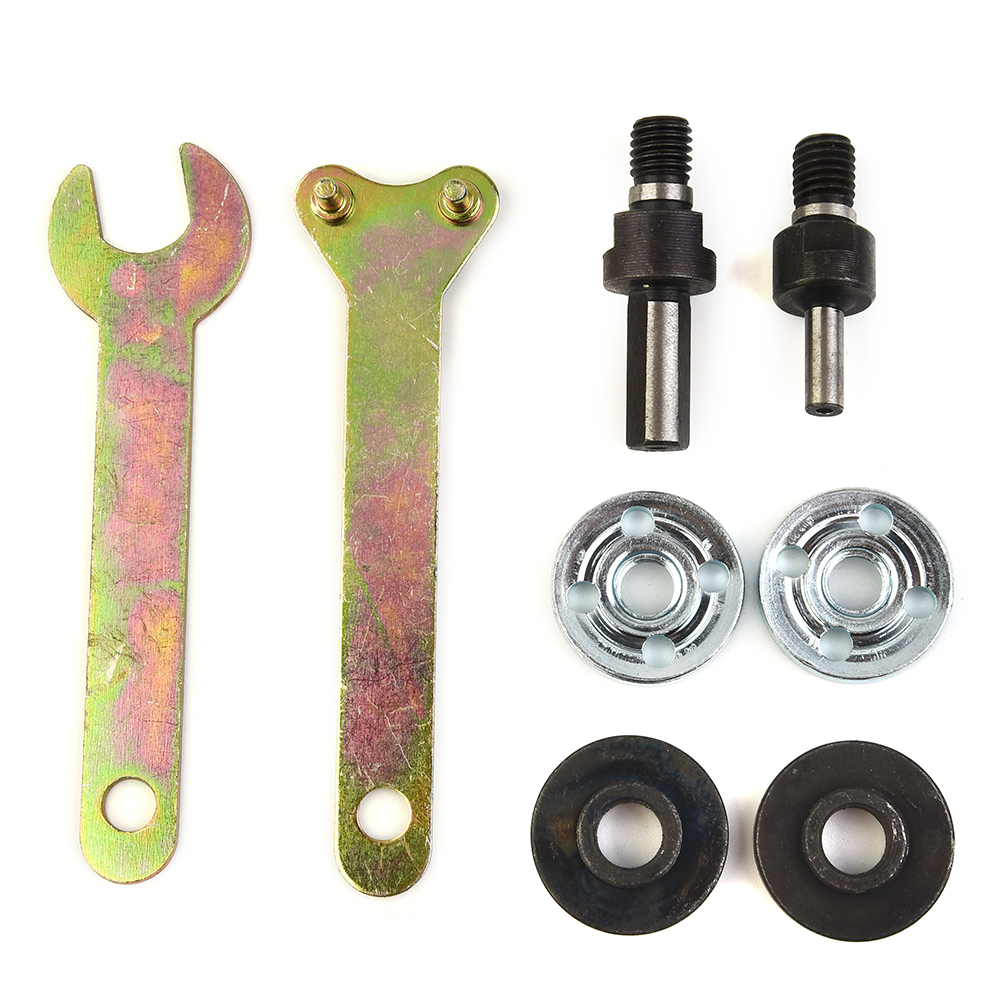 8pcs Polishing Tools set 6mm 10mm Spanner Connecting Rod Drill Angle Grinder Shank Mandrel Flange Nuts Wrench Adapter Disc Set