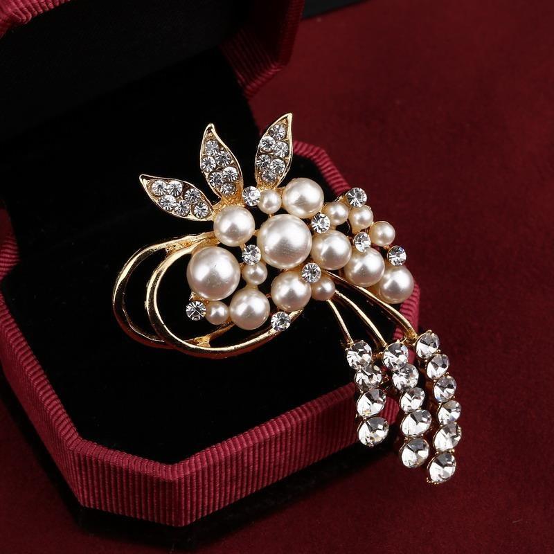 Hesiod Dames Broche Kristal Ster - Klassieke Sprankelende Ketting Broches Jurk Decoratie Zilver/Zwart/Goud: 053