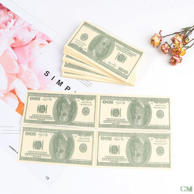 20Pcs Grappige 100Usd Gedrukt Papier Servetten Dikke Wc Bad Tissue Papier