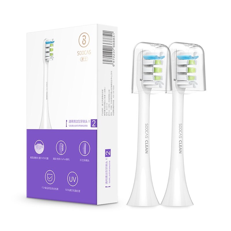 Soocas X3 X1 X5 Vervangende Opzetborstels Soocare X1 X3 Sonic Elektrische Tandenborstel Hoofd Originele Mondstuk Jets Smart Tandenborstel: 2pcs white