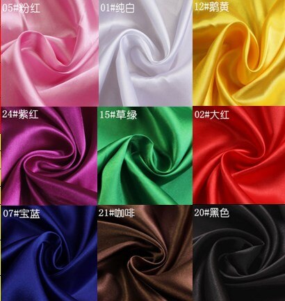 12 Colors Selection Polyester Satin Material For Clothing Linings Soft Charmeuse DIY Handmade Crafts Satin Fabric