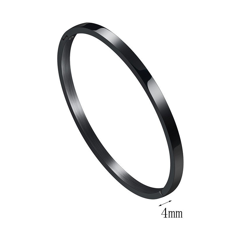 Stainless Steel Opening Bracelets Bangles Women Band Jewelry Silvery Bracelets Bangles Accessorie Woman Bracelet And Bangles: black 4mm