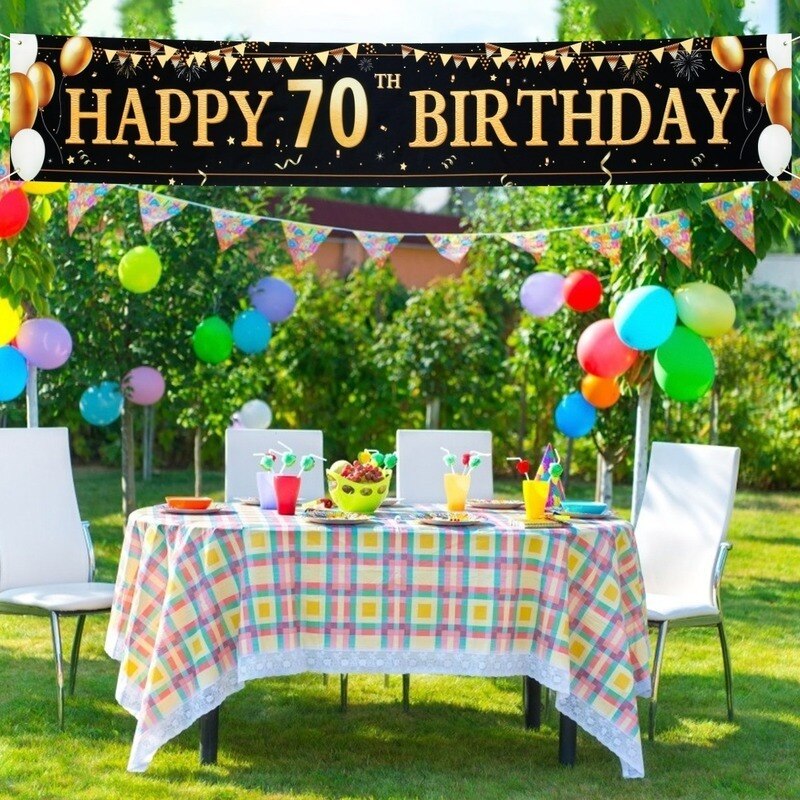 Large Size Birthday Banner Birthday Party Decoration 30 40 50 60 70 80Years DIY Birthday Background Banner Hanging Flag 210x50cm
