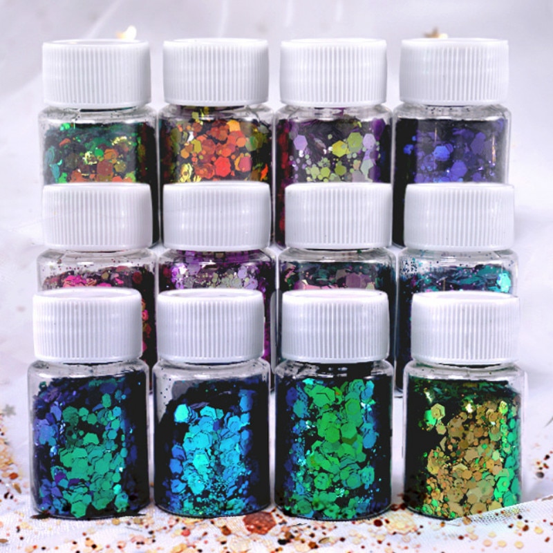 Chameleon Aurora Hexagon Glitter Bling Bling Filling for Resin Craft Festive Jewelry Tools UV Resin Iridescent 20ml