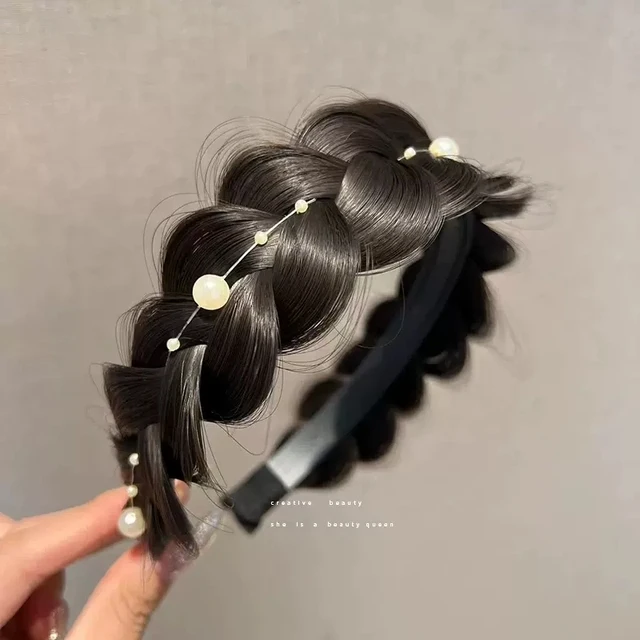 Diademas de peluca de giro ancho para mujer, trenzas anchas de espina de pescado, diademas hechas a mano, aro para la cabeza, accesorios para el cabello,
