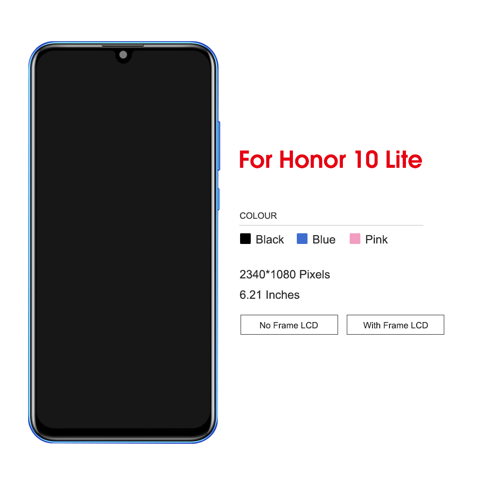 6.21'' LCD For Honor 10 Lite / Honor 10i LCD Display Touch Screen Digitizer Assembly Replacement With Frame For Honor 10 Lite