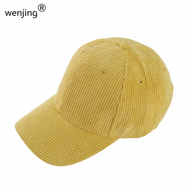 WJ625B Verstelbare Mannen Vrouwen Unisex Warme Herfst Effen Kleur Mode Corduroy Baseball Caps