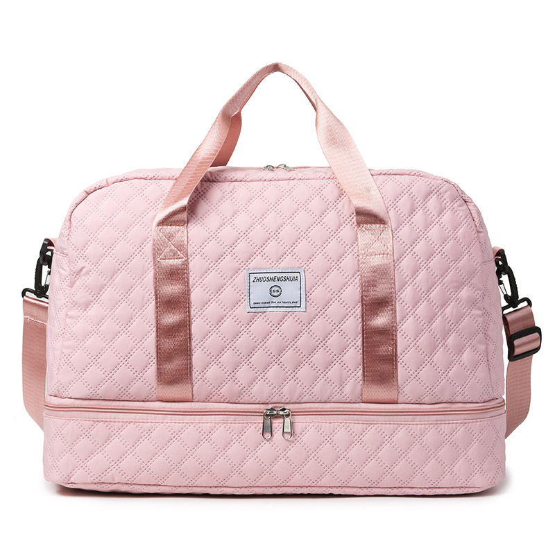 Short Trip Travel Bag Men Women Handbag Large Capacity Luggage Storage Bag Dry Wet Separation Waterproof Sports Fitness Bag: Pink