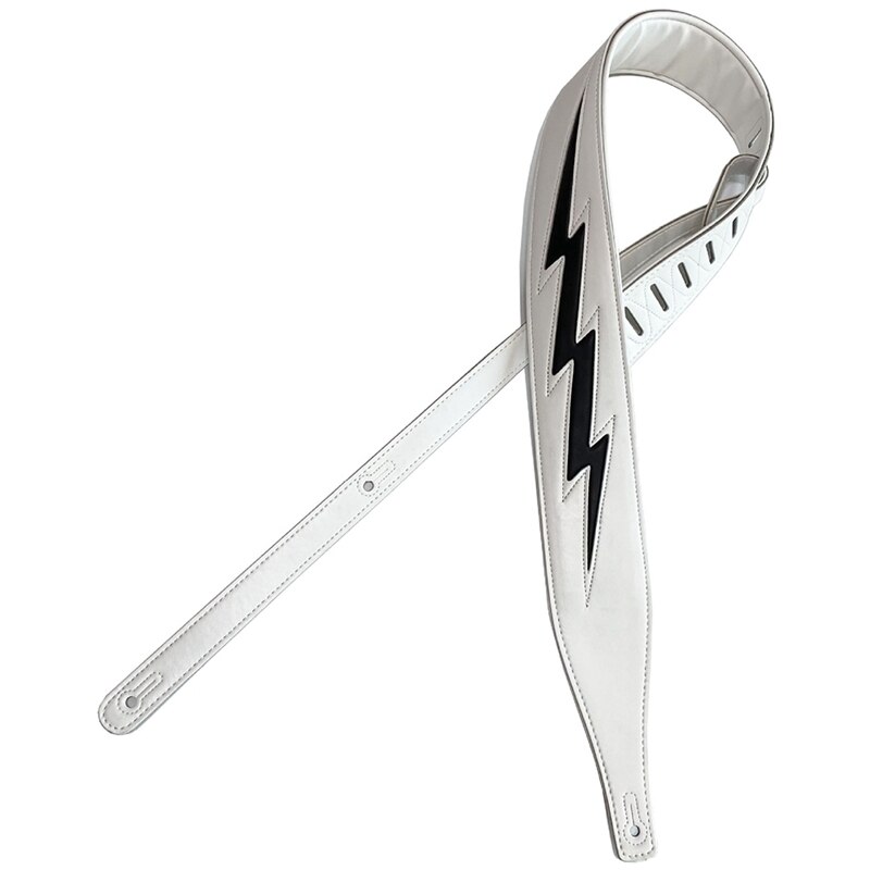 Leather Guitar Strap Unique Lightning-Pattern Comfortable Acoustic Electric Bass Strap Guitar Accessories: Default Title