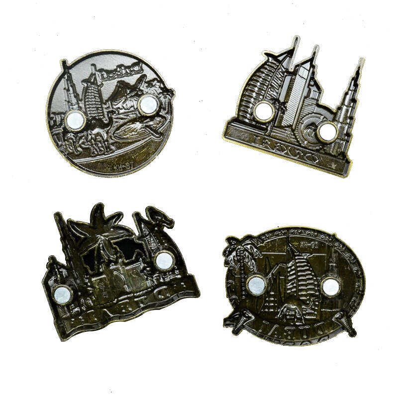 World Tourist Souvenirs Metal Craft Decorative Magnets Dubai Shanghai Egypt Sikkim Architectural Monuments Fridge Magnet Decor
