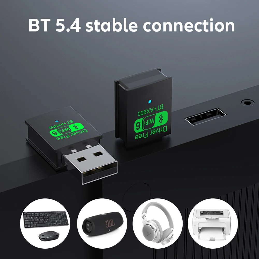 900Mbps USB WiFi 6 Bluetooth 5.4 Adapter Dual Band 2.4G 5G Wireless External Receiver WiFi Dongle for Laptop Desktop Win 7/10/11