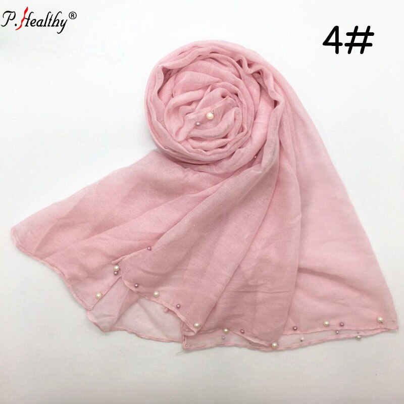 Chiffon falten schal perle kanten schal schlicht max welligkeit hijab lange pashmina schalldämpfer moslemischer schal schals 18 farben