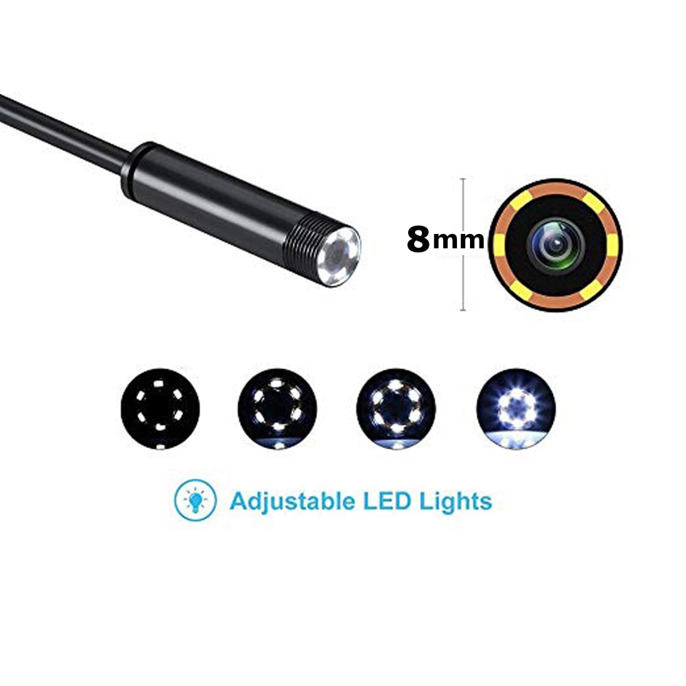 Endoscopio USB Android 2 en 1, 2MP, 1M, 2M, 10M, de 8mm cámara HD, impermeable, cámara USB de serpiente, endoscopio de inspección HD