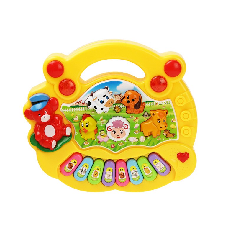 Farm Animal Mobile Piano Musical Toy Electronic Keyboard Cartoon Sound Toy Early Educational Musical Instruments Toys For Kids: A Yellow