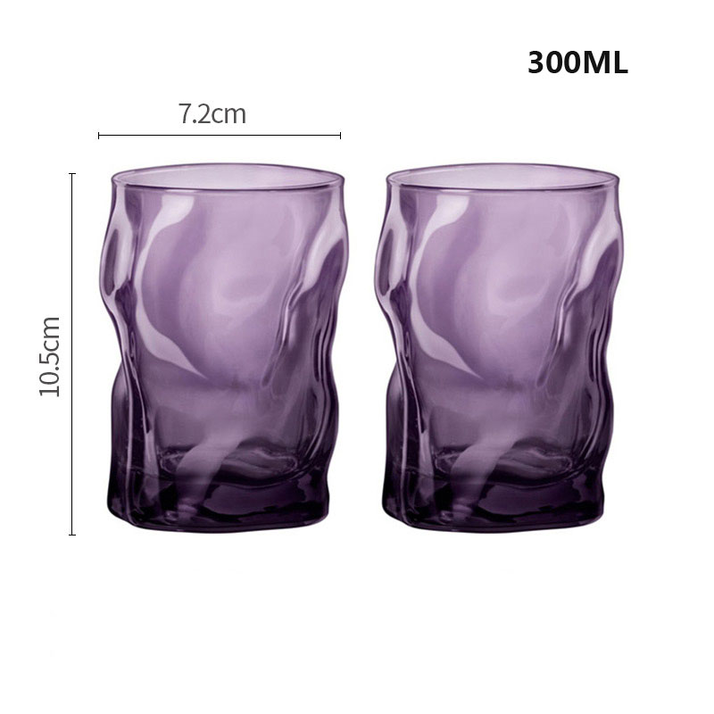 2pcs/300ML glass Cups Cold and transparent Water Cups couples Drinking utensils Wine Cup Bar Hotel Party Drinking ware: Purple 2pcs