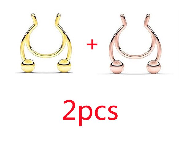 1Pcs Nose Ring Neus Clip Rvs Neustussenschot Valse Neus Ring Piercing Sieraden: A3-2pcs