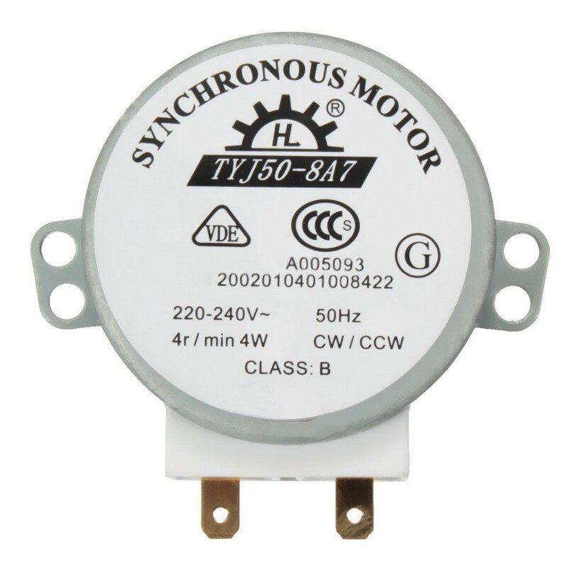 1 PC AC 220 V-240 V 50Hz CW/CCW Magnetron Turntable Draaitafel Synchrone Motor TYJ50-8A7 D As 4 RPM P0.05