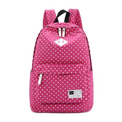 Ladsoul Lichtgewicht Casual Dagrugzak Canvas Polka Dot Rugzak 14 "-15" Laptop Pc Schooltas Voor Tiener Meisjes CD5588/H: rose red