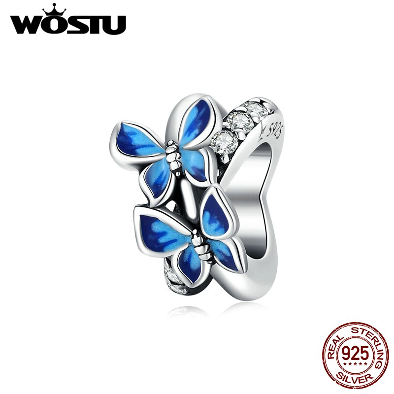 WOSTU-Colgante de Plata de Ley 925 auténtica para mujer, dije de mariquita y mariposa, apto para pulseras, fabricación de joyería DIY, para: DXC1731