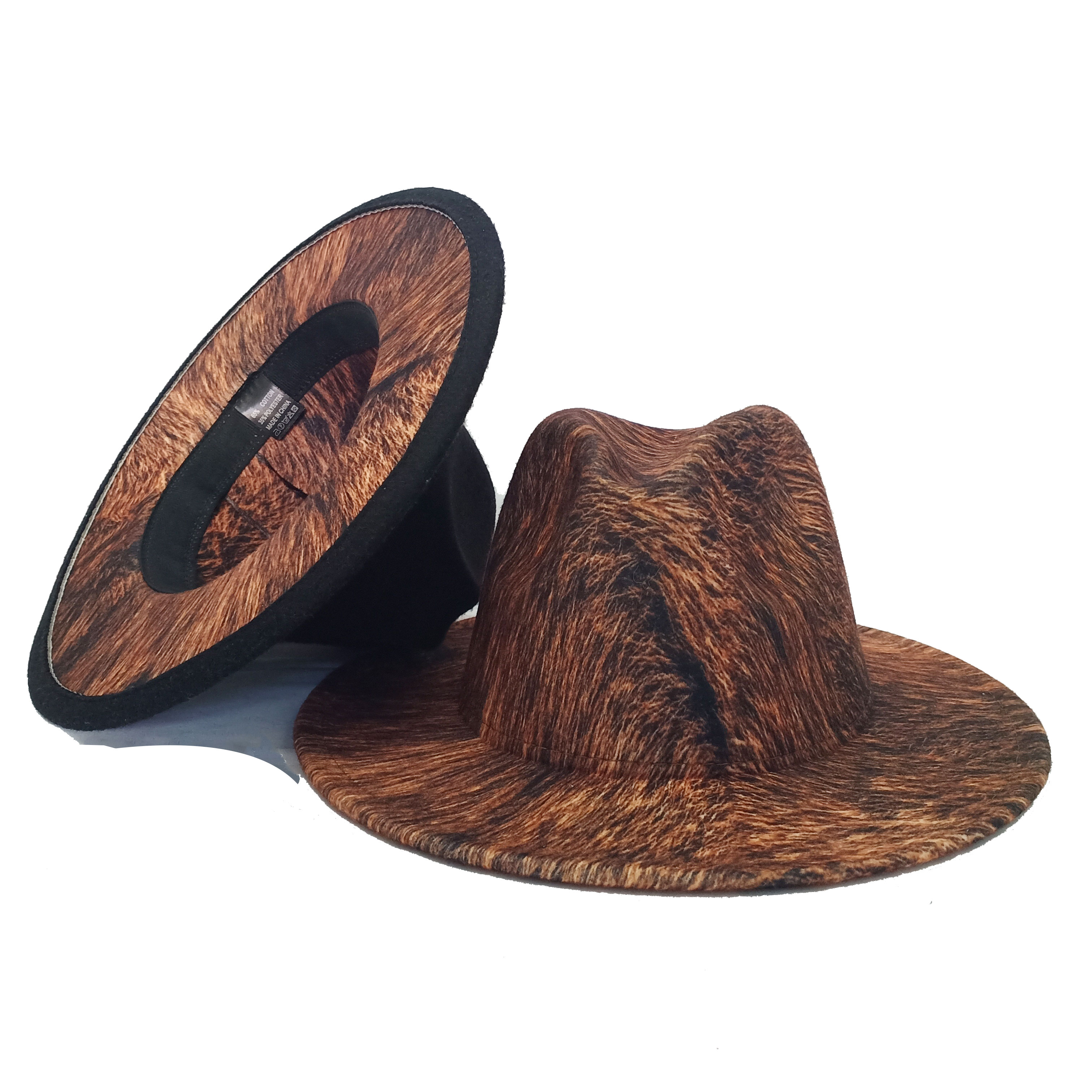 Sombreros Fedora de grano de leopardo para hombre y mujer, gorro de Jazz estilo Retro Panamá, sombrero de vaquero de ala ancha, Unisex