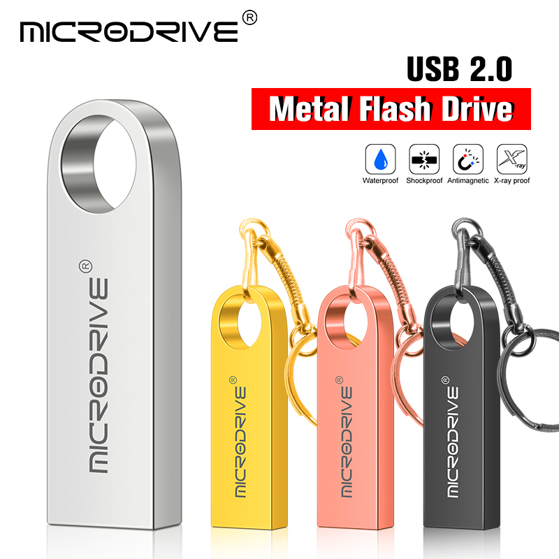 Waterdichte usb flash drive pen drive 4GB 8GB 16GB 32GB 64GB Metalen pen drive Card Memory Stick Drives u schijf met sleutelhanger