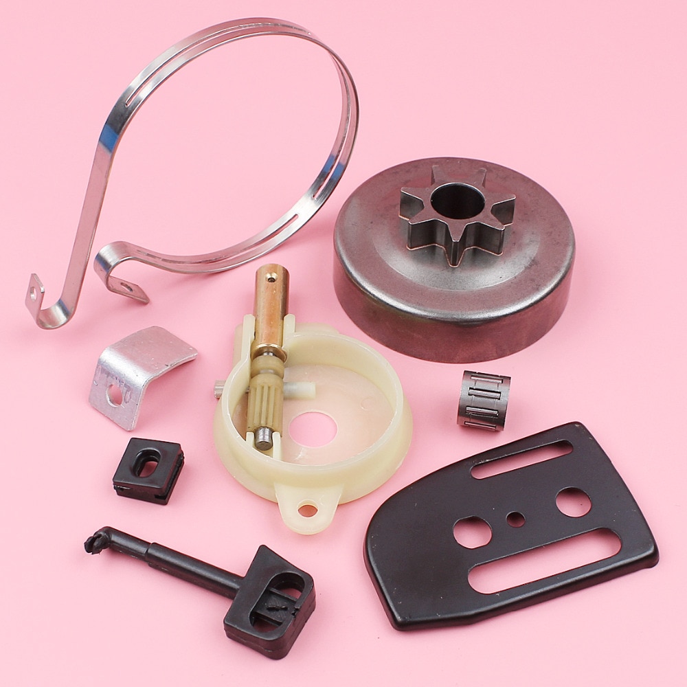 Chainsaw .325" 7T Clutch Drum Oil Pump For Husqvarna 142 141 137 136 41 36 with Chain Catcher Brake Band Bar Plate Choke Rod