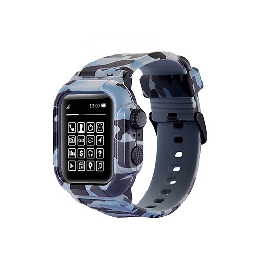 Funda impermeable IP68 con correa de silicona para Apple Watch SE 6 5 4 40mm 44mm, funda de pulsera deportiva para iWatch3 2 1 38mm 42mm: Camouflage / 44mm for series 4 5