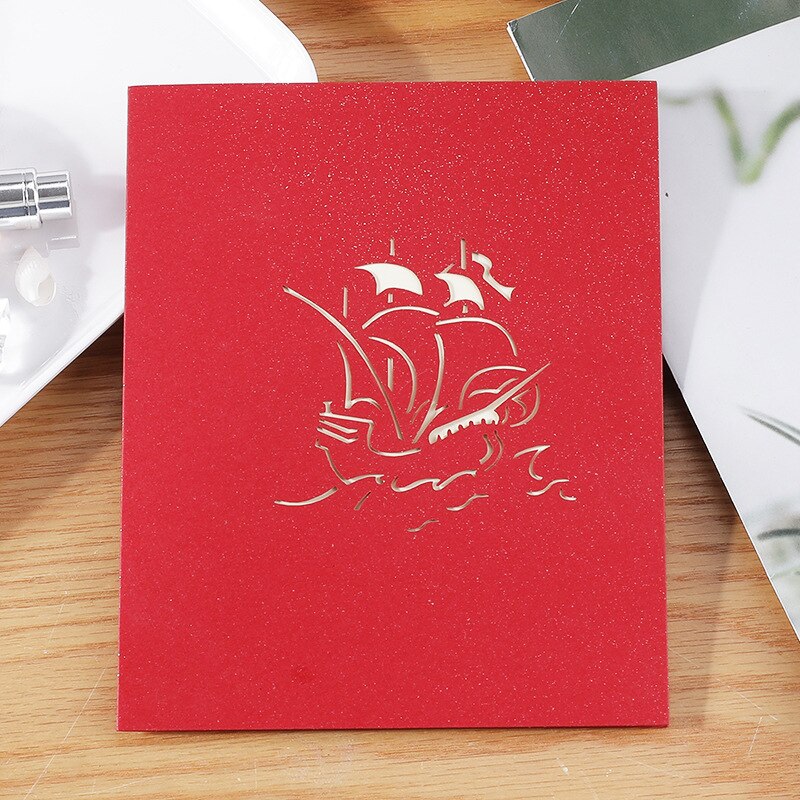 3D drążą stereofoniczny żaglówka kartki okolicznościowe kreatywne wizytówki świąteczne kartki świąteczne dziękuję