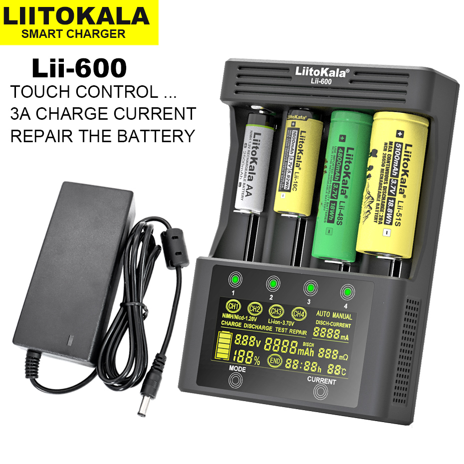 Liitokala Lii-500 Lii-600 3.7V 18650 18350 18500 16340 17500 26650 1.2V AA AAA NiMH Detection Capacity Lithium Battery Charger