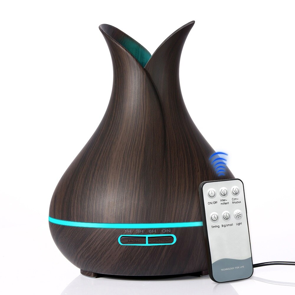 400Ml Afstandsbediening Essentiële Olie Diffuser Luchtbevochtiger Koele Mist Maker Met Aroma Diffusers Ultrasone Mist Rookmachine: dark color / uk